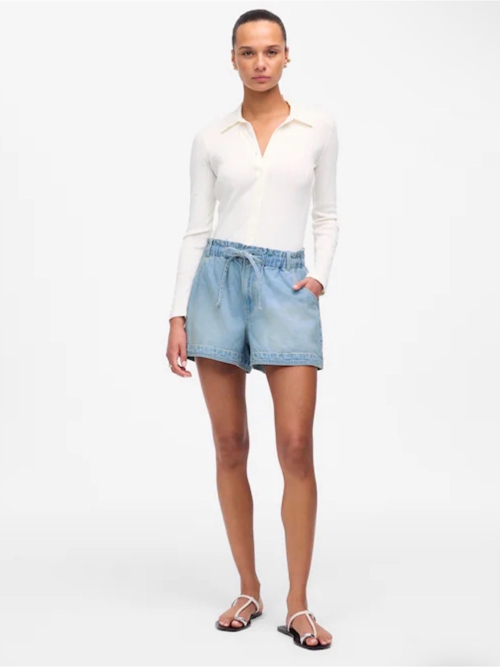 Madewell NEW $78 TIE WAIST JEAN SHORTS M SOLD OUT
